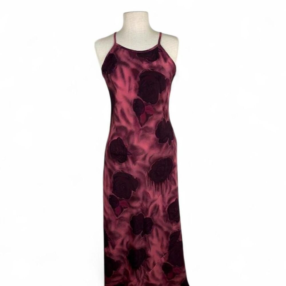 Whimsygoth Purple Vintage LA BELLE Floral Maxi Slip Dress Made in USA